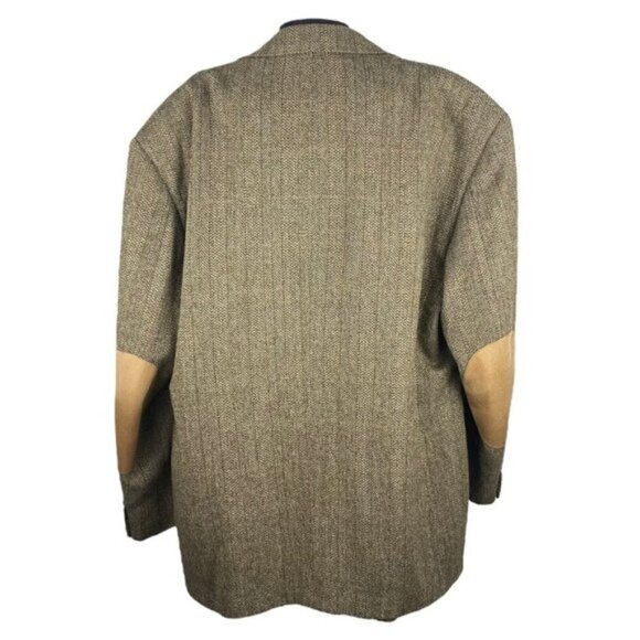 Evan Picone Sterns Mens Vintage Sport Coat Jacket Brown Wool Herringbone 41 R - Picture 2 of 9